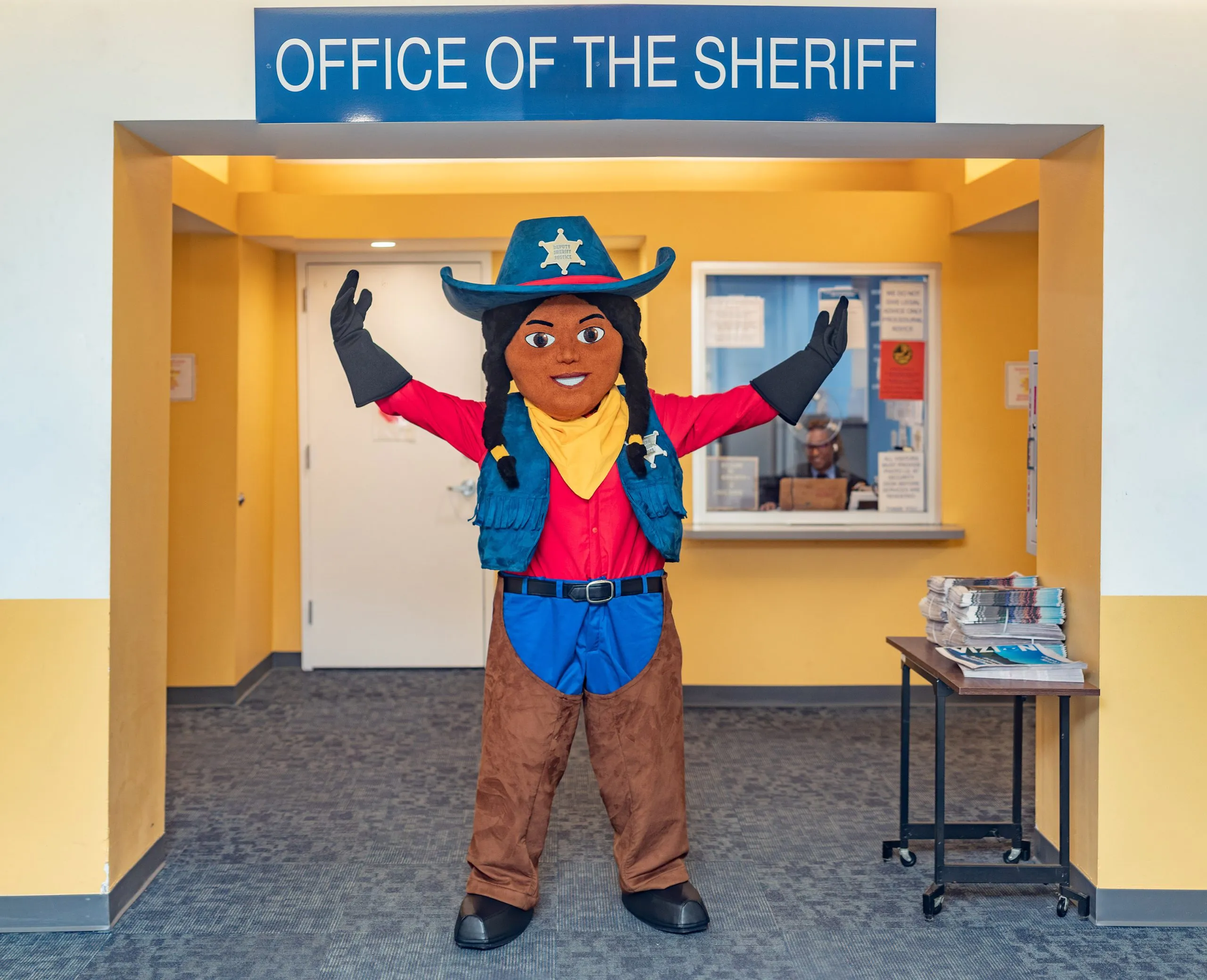 Life-size costume of Deputy Sheriff Justice — six months later, she’s still in the budget